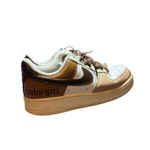 Nike Air Force 1 Low Women’s Sneakers Custom “Baby Girl” Brown White Size 7